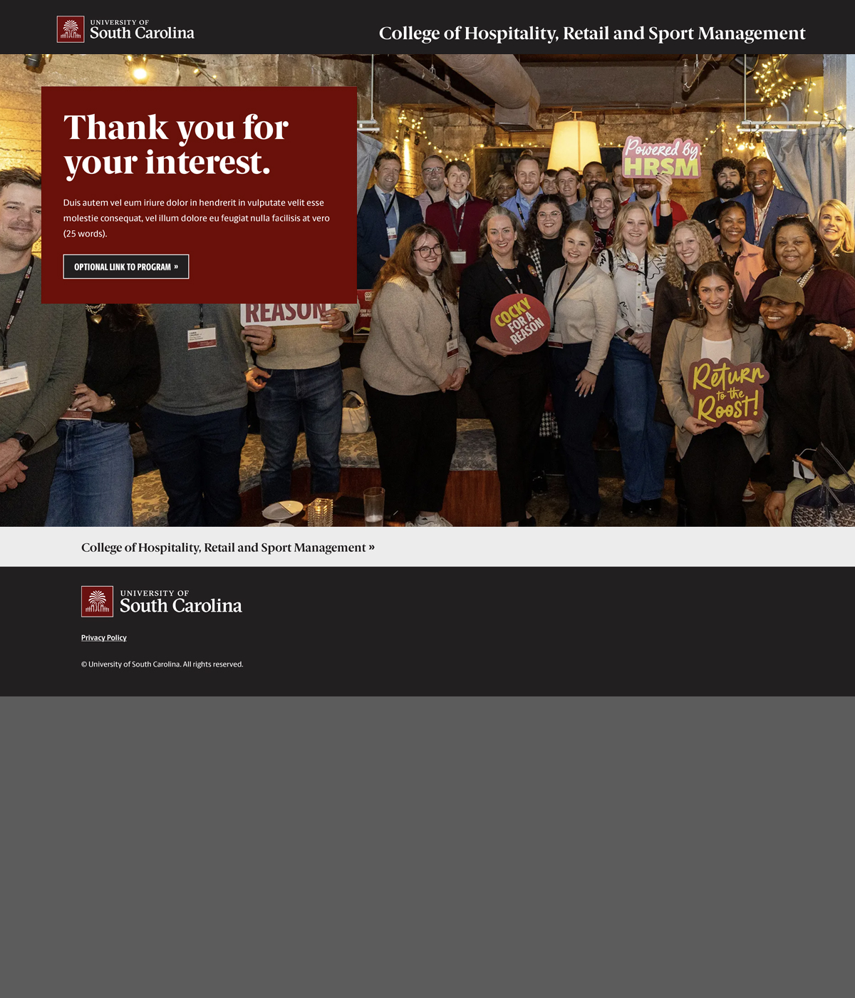 Sample screen shot of a campaign thnak you page.