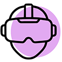 College Student in Lecture Hall wearing VR Headset