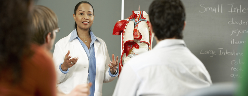 College Professor with Anatomical Model