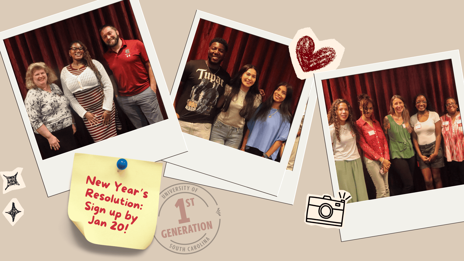 First-Gen students and mentors posing for group photos.