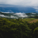 Clouds rolling over mountain tops