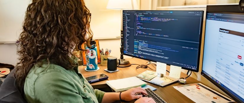 employee working at a computer 