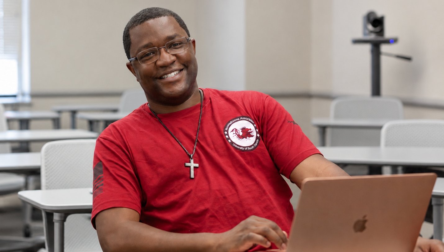 student veteran in class