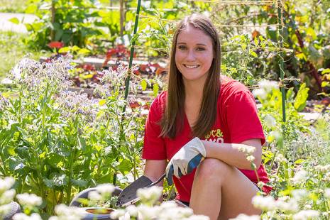 Student in a garden