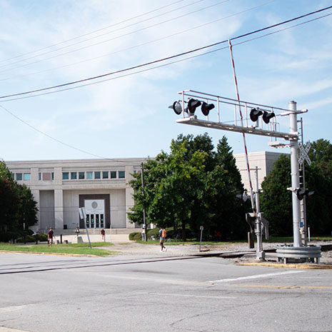 Railroad in front of Swearingen Center