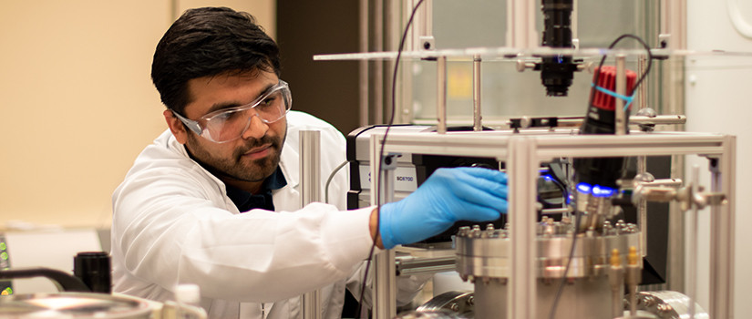 Sobhan Patnaik works on his test rig.