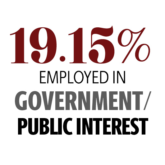 23% employed in government and public interest positions