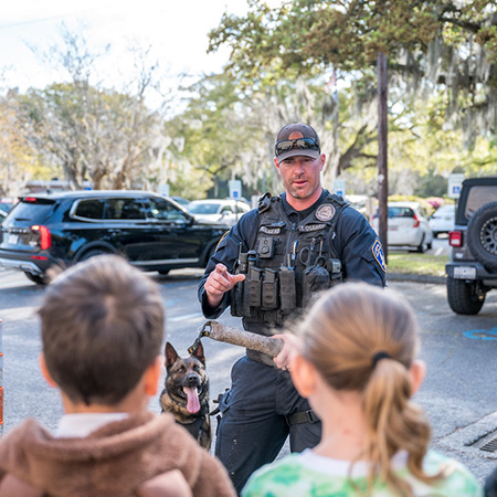 Police Officer Talking to Children