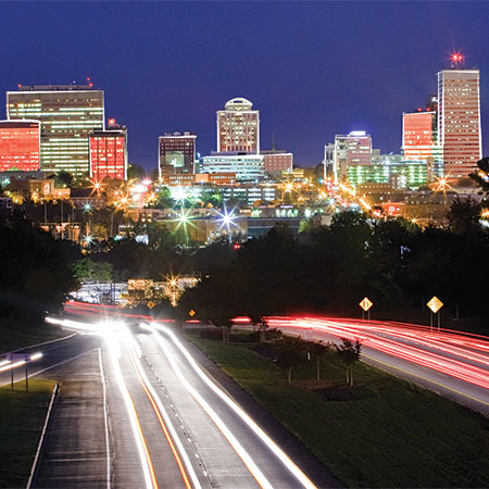 Columbia skyline at night