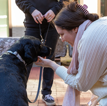 Puppies in the Courtyard with Students