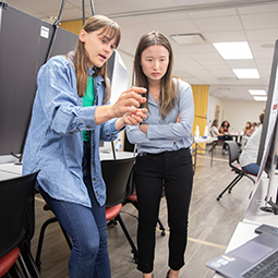 Students presenting research