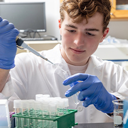 female student in lab