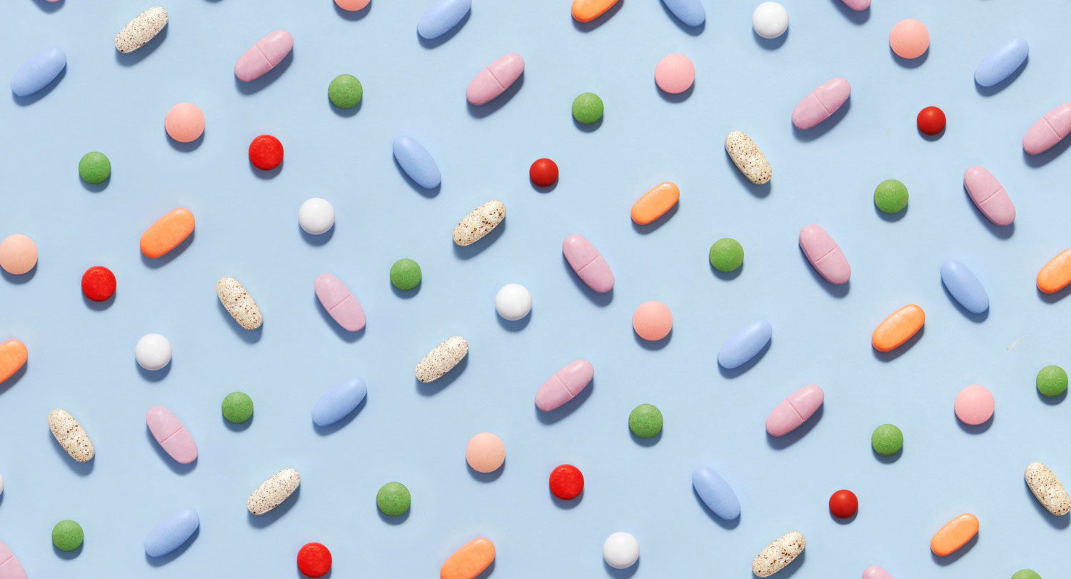 A colorful pattern of prescription drugs